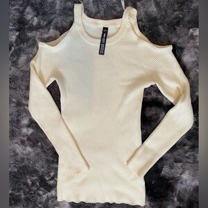 Lord & Taylor Off-Shoulder Cream Sweater